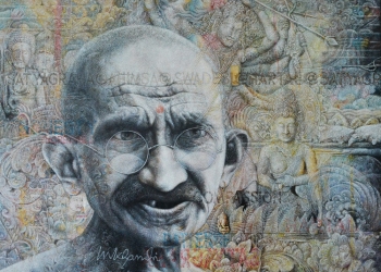 Wayan Redika, Satyagraha, 2019, Oil on Canvas, 110x110cm