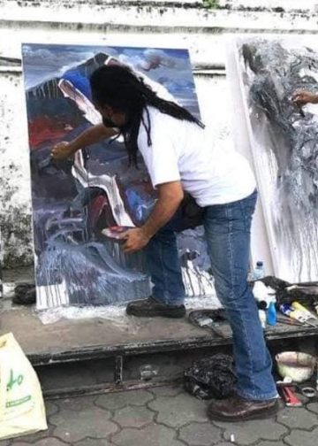 Tiga Pelukis SDI Melukis Sembari Bernostalgia dalam Acara GKR Indonesia di Yogyakarta