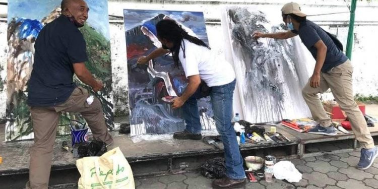 Tiga Pelukis SDI Melukis Sembari Bernostalgia dalam Acara GKR Indonesia di Yogyakarta