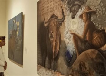 ”Ngerupa Guet Toya”, Menggambar Garis Air | Dari Pameran Seni Rupa Dosen ISI Denpasar