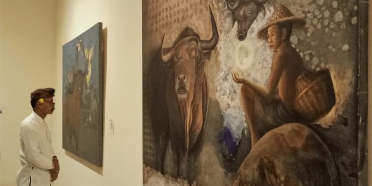 ”Ngerupa Guet Toya”, Menggambar Garis Air | Dari Pameran Seni Rupa Dosen ISI Denpasar