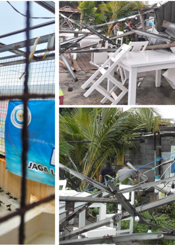 Tukik Kehujanan di Pantai Penimbangan: Atap Penangkaran Diterbangkan Angin yang Kencang Sekali