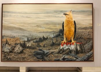 Indonesia Kumpulan Pohon Tumbang  — Lukisan “Sisa-sisa Pembangunan” dan “Awas Sigap” Karya Polenk Rediasa di Singaraja Literary Festival 2025