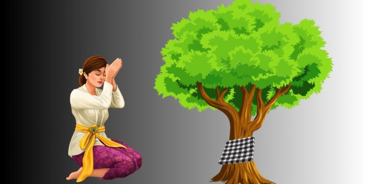 Pohon Berbalut Kain ‘Poleng’ dan Pesan yang Terlupakan